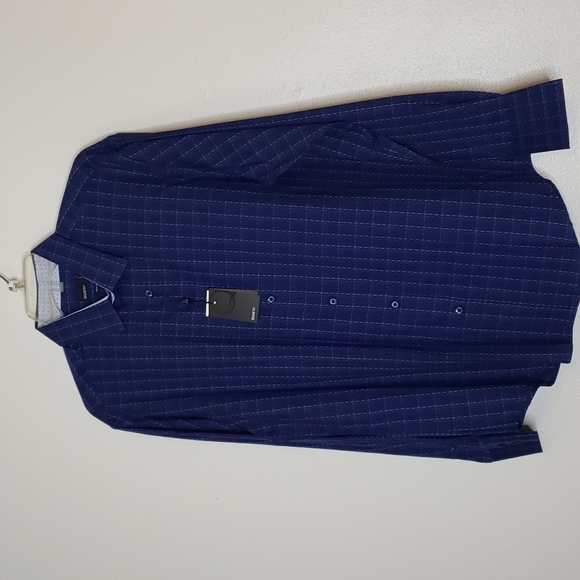 NEW Quieti Mens Dobby Plaid Flip Cuff Fine Cotton Shirt Med Dress Luxurious - Picture 3 of 15